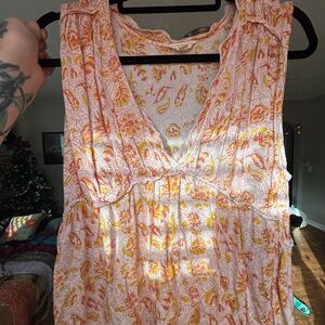 Lucky Brand Pink and Yellow Floral Top